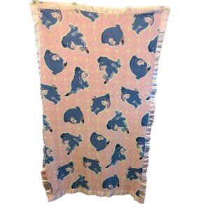 Vintage Eeyore Baby Blanket Satin Trim Fleece Pink Handmade Lovey Winnie the Poo